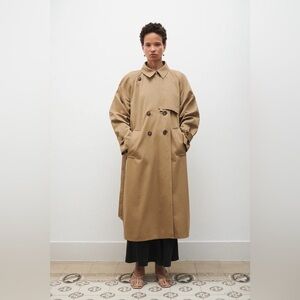 nwt Silk Laundry The Trench Coat Tan Cotton, Oversized, Quiet Luxury size Small